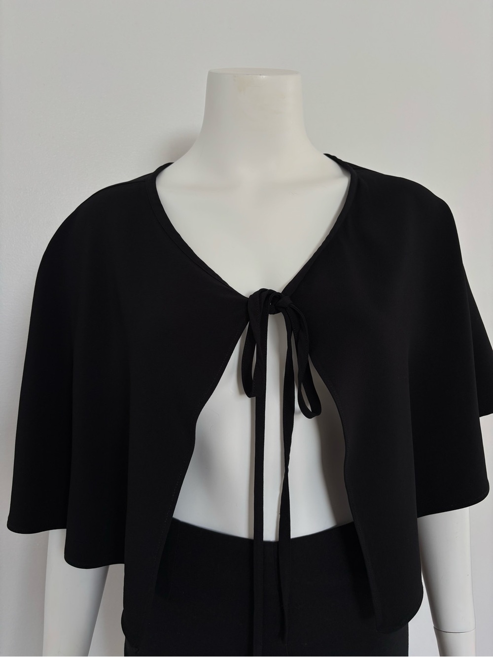 Emporio Armani Black Tie-Front Capelet